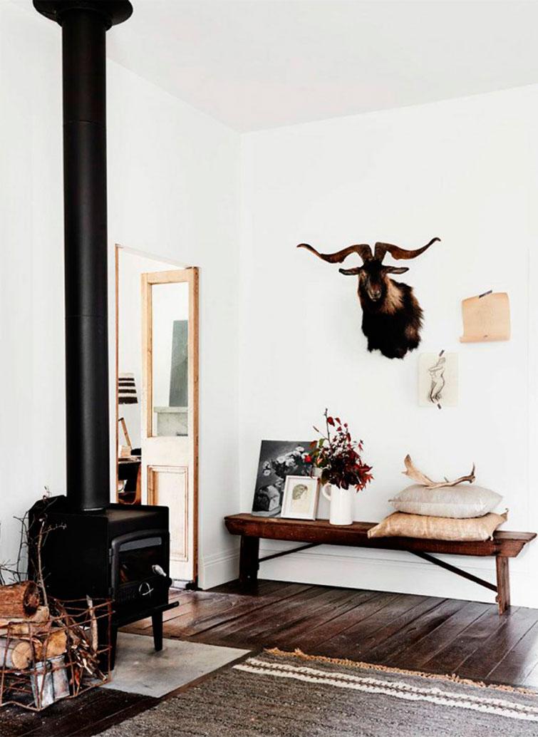 Imagen salón con chimenea