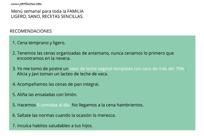 menú para toda la familia, comida sana, alimentación saludable, niño, portimisma.portimisma