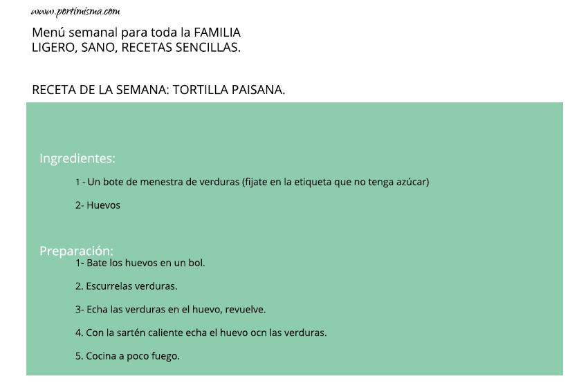 menú para toda la familia, comida sana, alimentación saludable, niño, portimismamisma