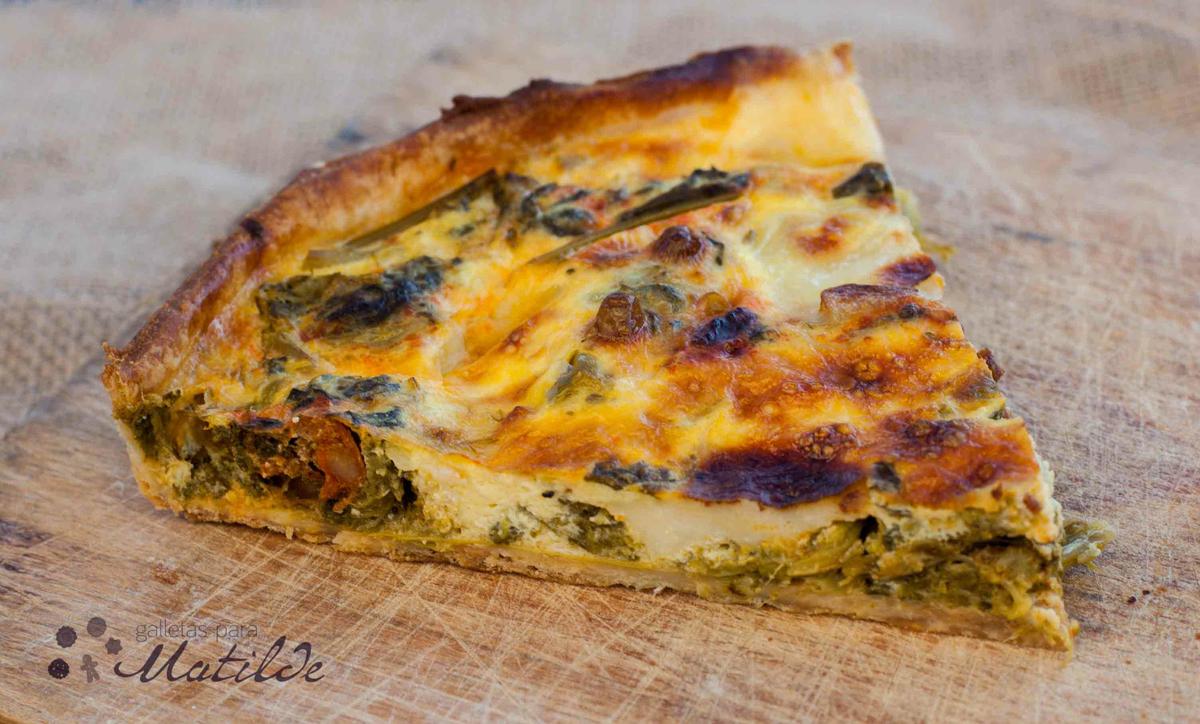 Quiche de grelos chorizo y queso de Arzúa