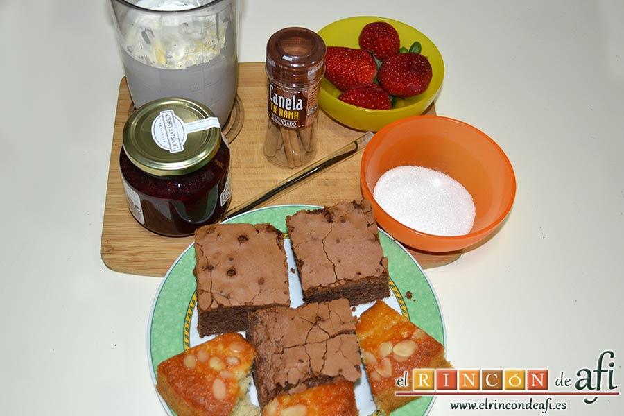 Parfait de fresas y nata (crema de leche), preparar los ingredientes