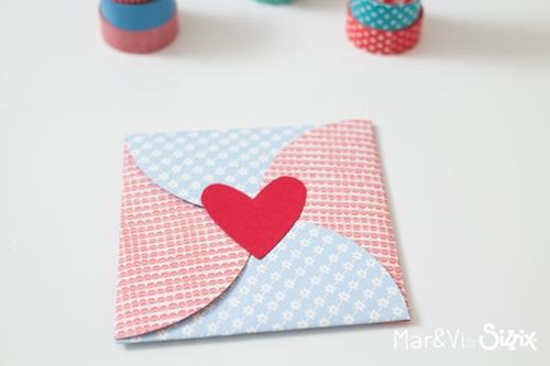 tarjeta diy con ciruclos para el día de san valentin