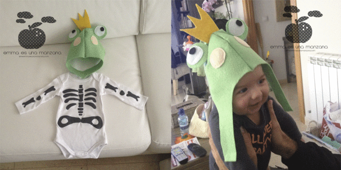 huesitos de rana, disfraz en Emma es una manzana