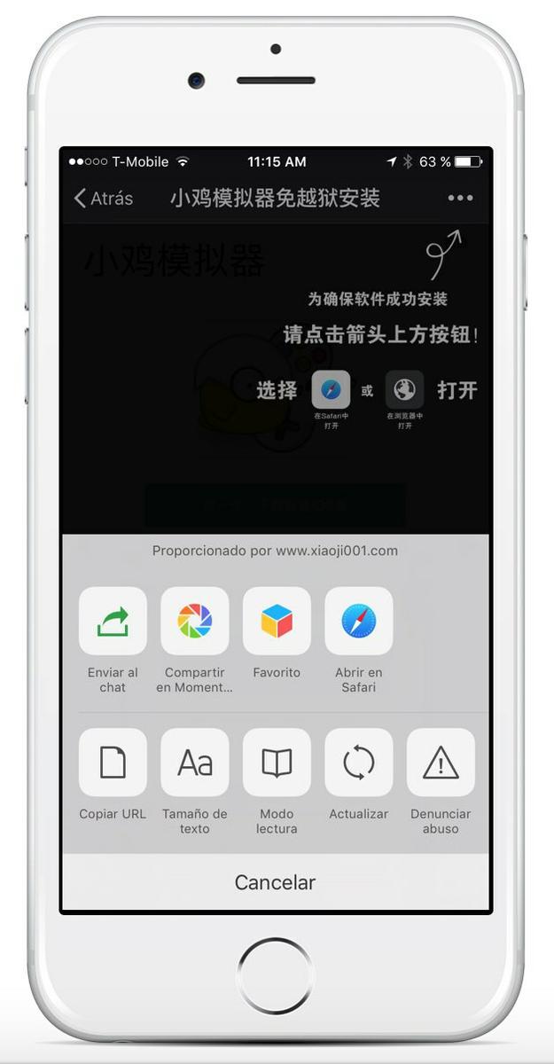 El enlace debe abrirse con Safari