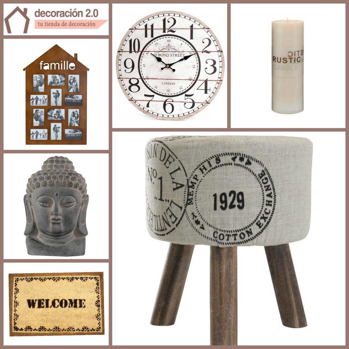 tienda de decoración online - reloj, felpudo, vela, fotos, buda