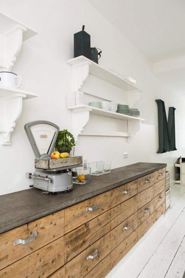 Cocina madera y hormigon