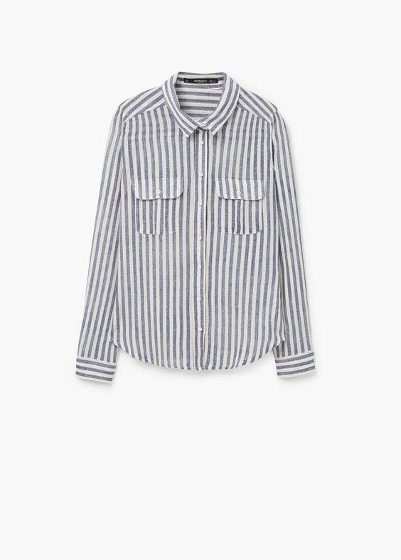 Blusa de rayas blancas y azules de MANGO. 19,99€