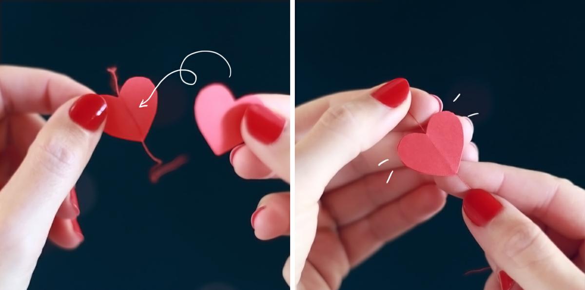 pasos para hacer una guirnalda de corazones
