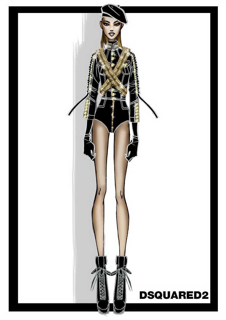 Boceto diseño DSQUARED2 para Beyoncé en la Super Bowl 2016