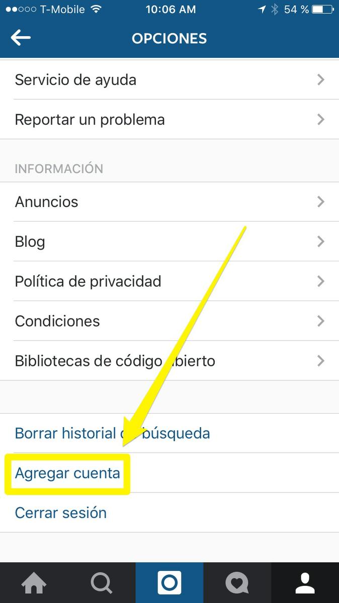 Agregar nueva cuenta en Configuración
