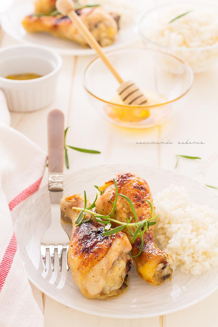 pollo asado con mostaza y miel