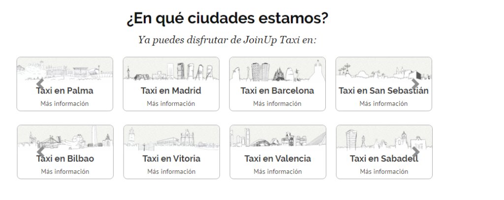 ciudades para pedir taxi con JoinUP
