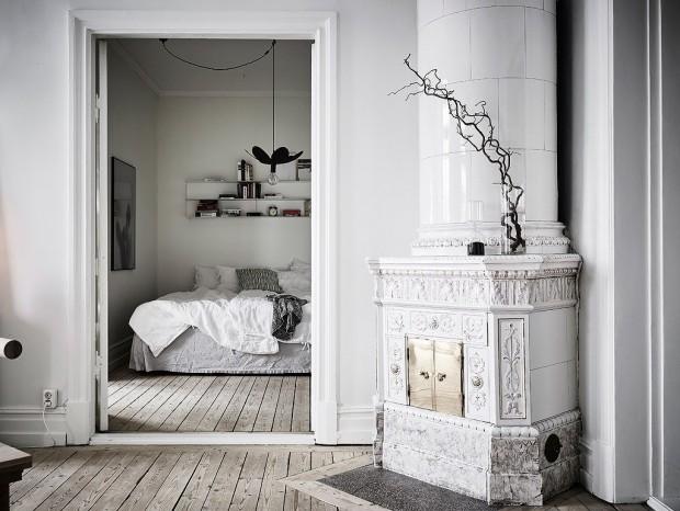 chimenea en el comedor