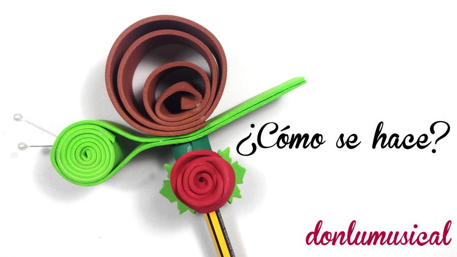 caracol goma eva lápiz fofucha