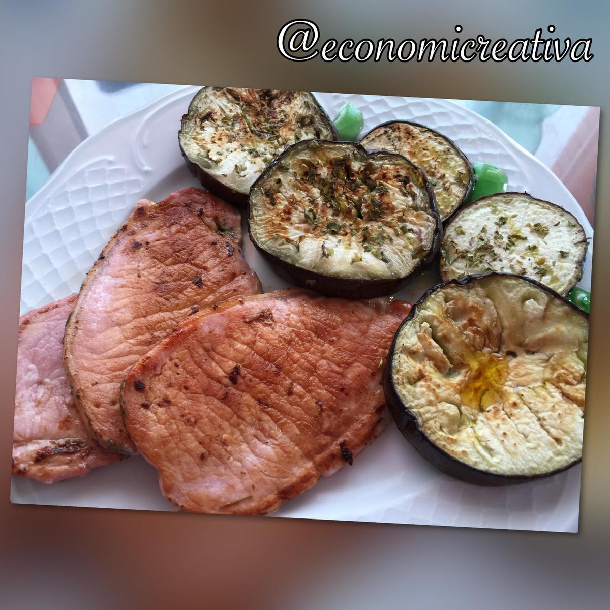 Dieta para hombres - Berenjena a la plancha y lomo de cerdo