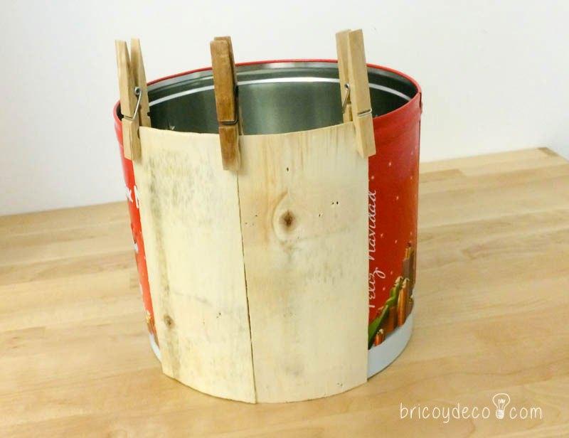 forrar lata con madera de caja de fruta