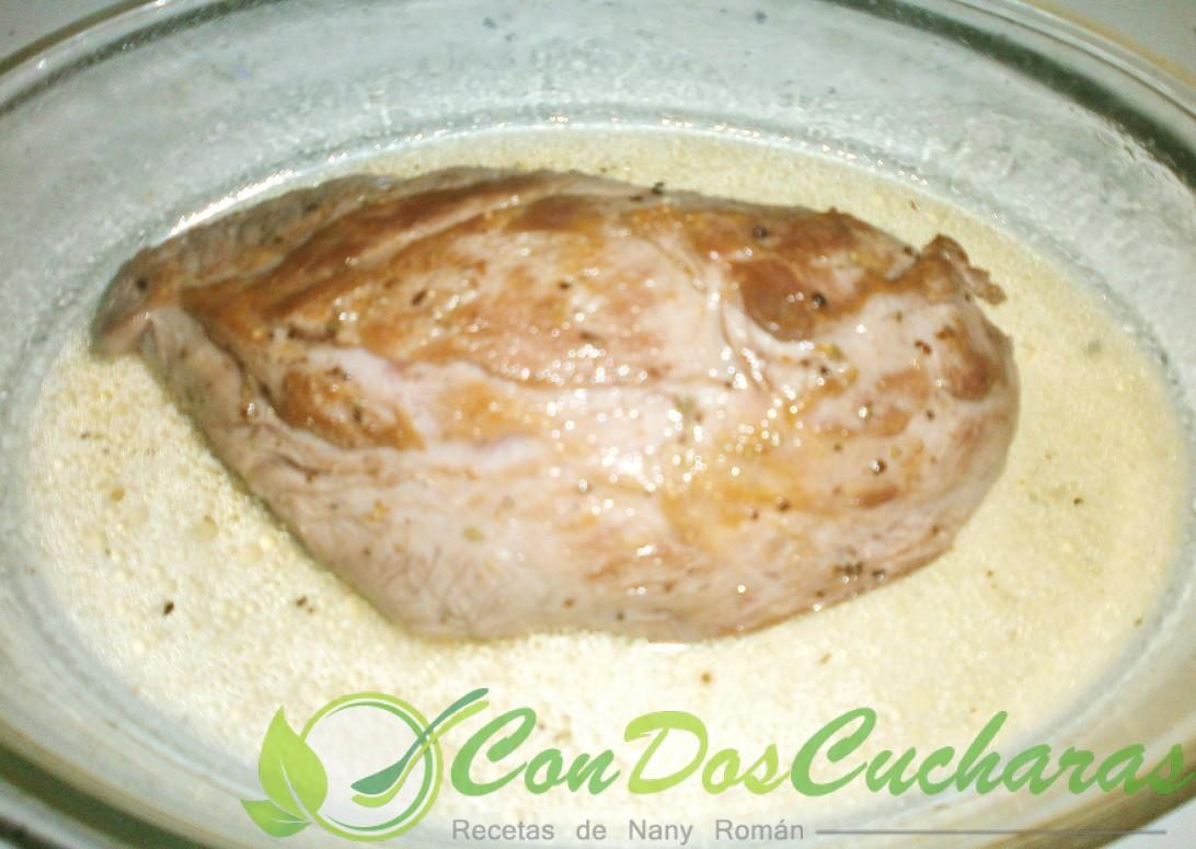 Presa iberica al horno con champiñones