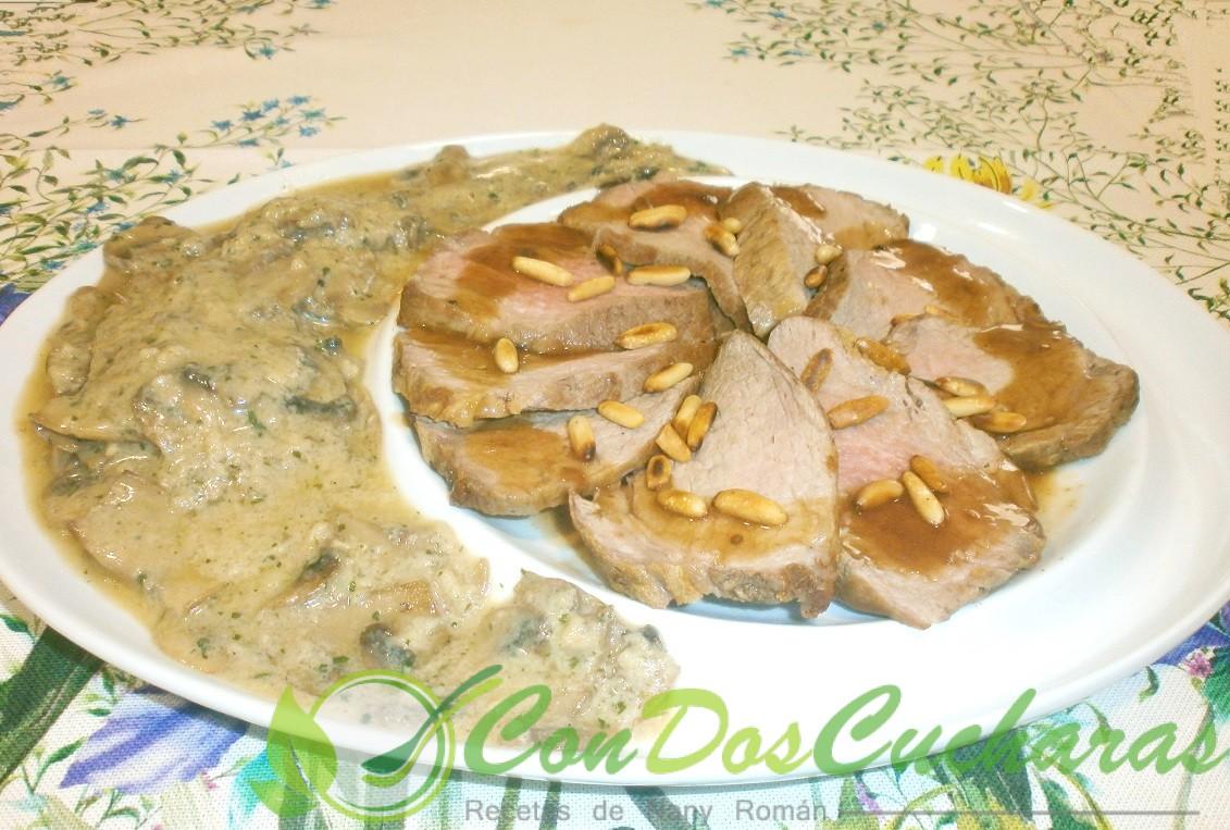 Presa iberica al horno con champiñones