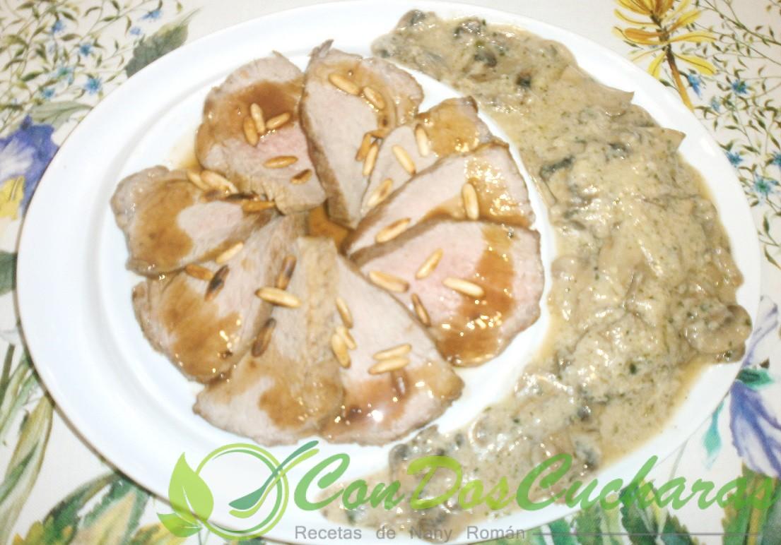 Presa iberica al horno con champiñones