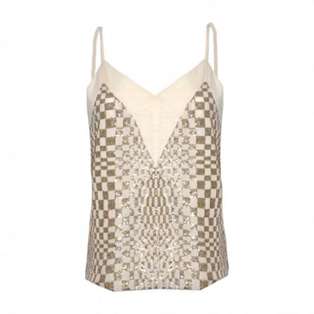 top-beige-con-escote-en-pico-y-aplicaciones-brillantes-de-top-queens www.decharcoencharco.com