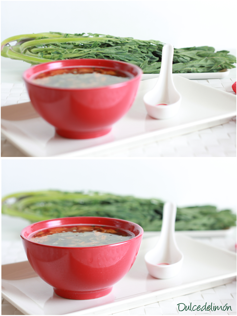 Sopa de miso con espigalls y gambas