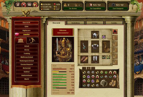 Personaje juego navegador Gladiatus