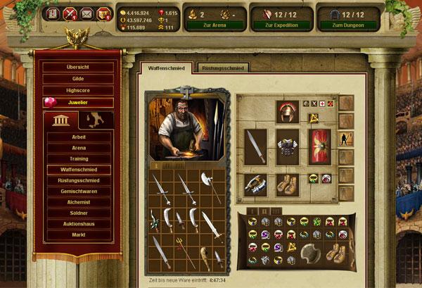 Equipo juego Gladiatus Hero of Rome