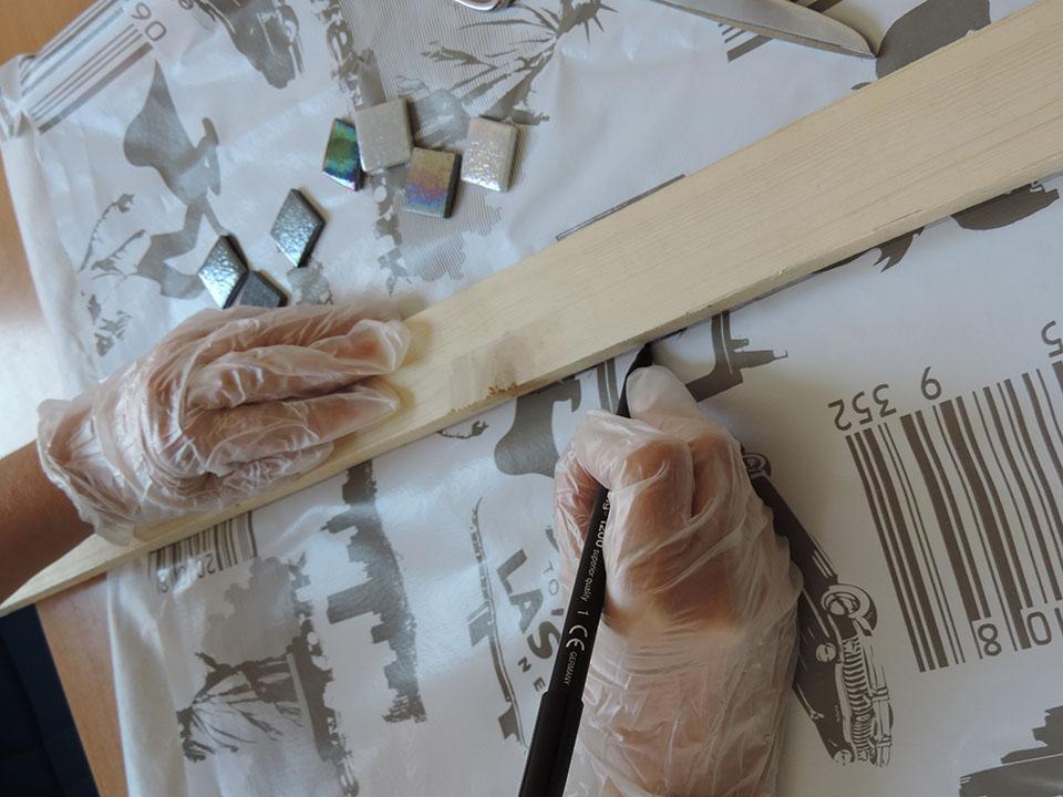 mantel individual con teselas Medir el hule