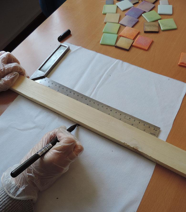 mantel individual con teselas marcar el centro