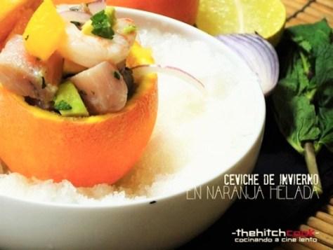 Ceviche de invierno en naranja helada