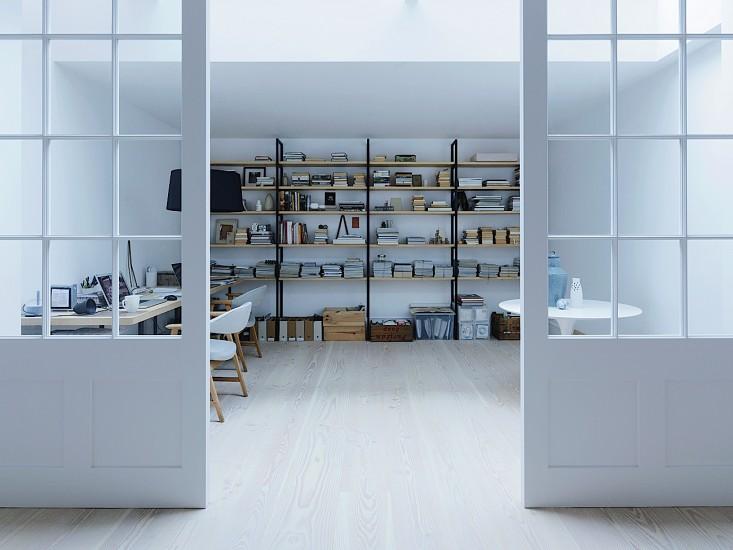 Studio with natural light coming from a skylight