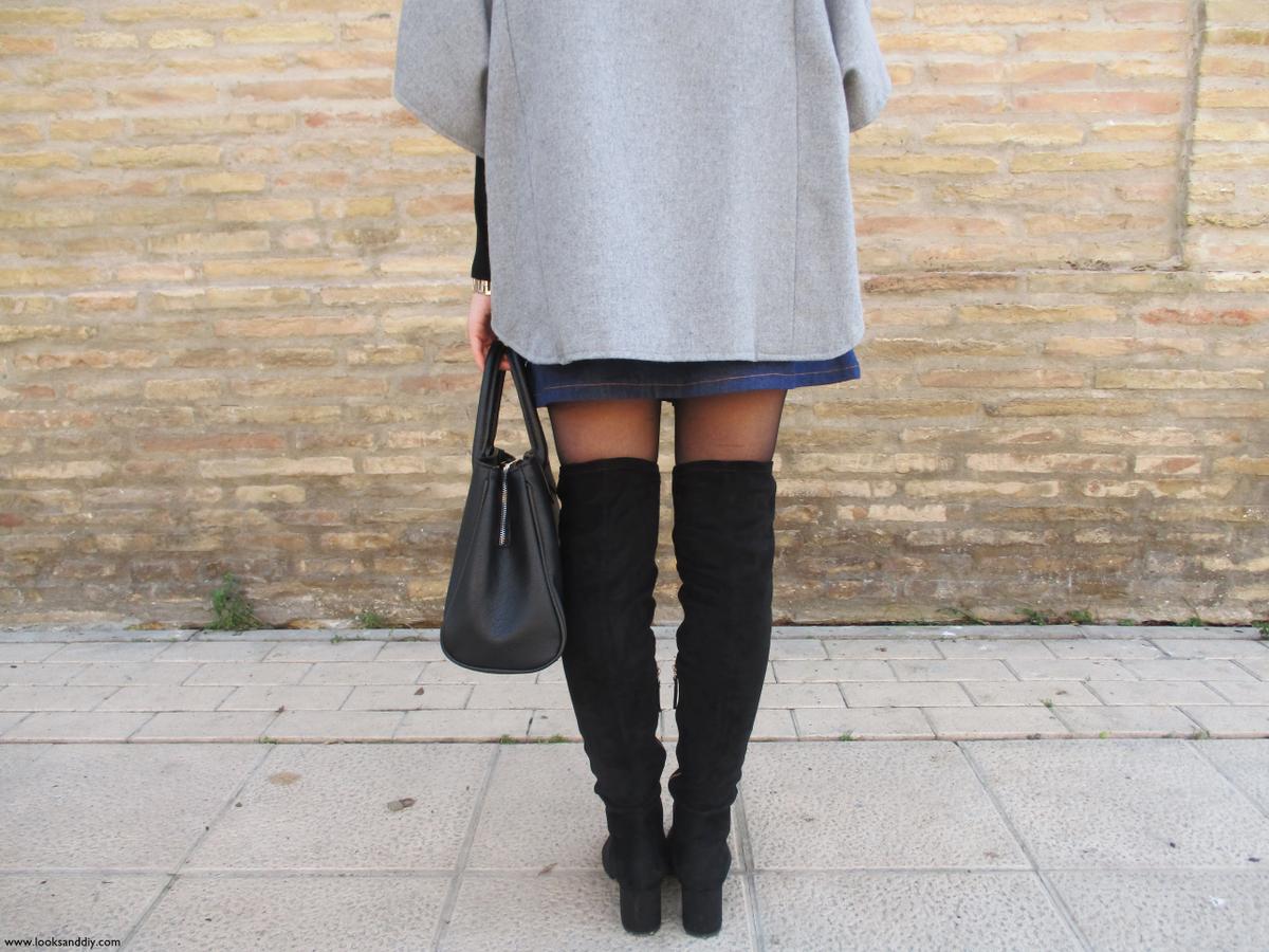 3 Outfit capa gris + DIY falda con botones