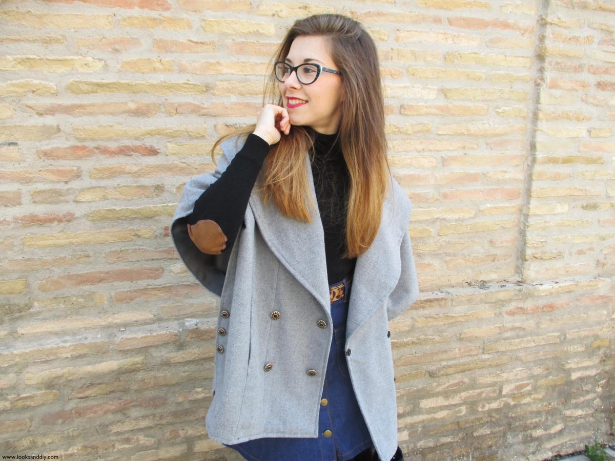 7 Outfit capa gris + DIY falda con botones