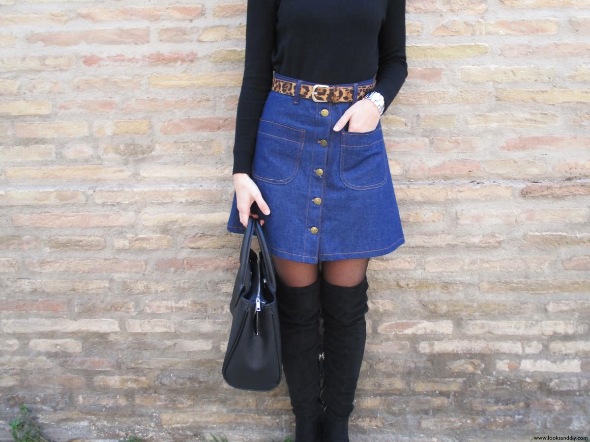 6 Outfit capa gris + DIY falda con botones
