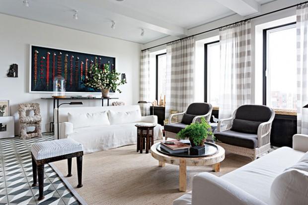 Salon con cocinas estampadas