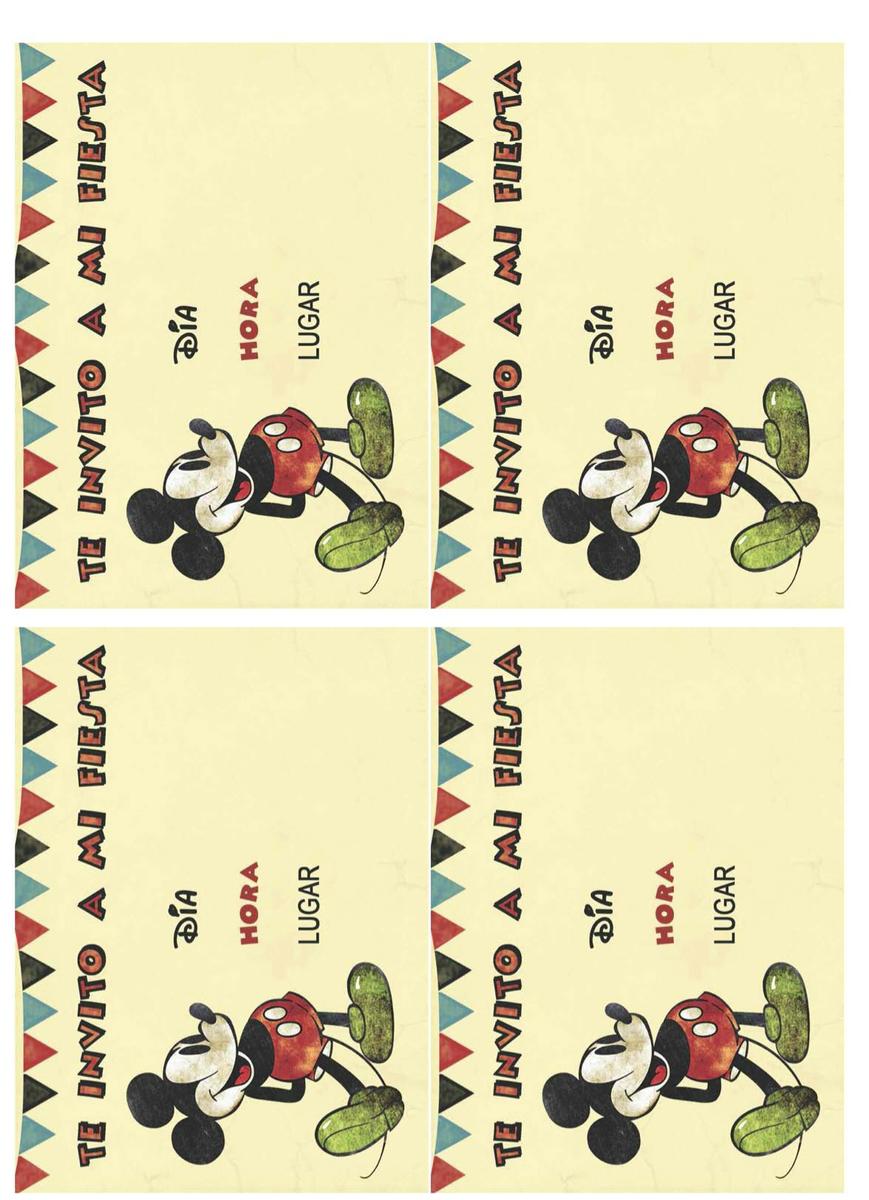 Invitaciones imprimibles Fiesta Mickey Mouse - Vintage