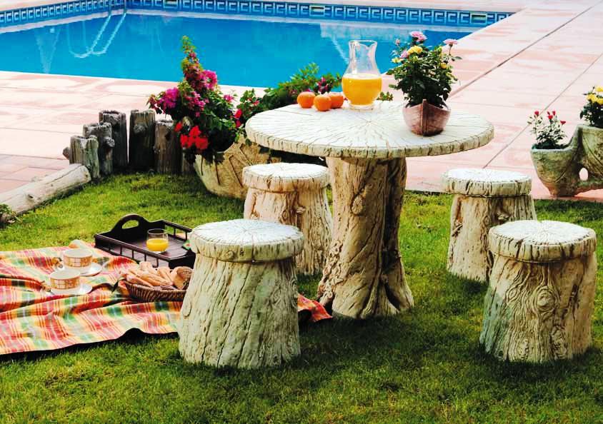 mesa para jardin de piedra artificial