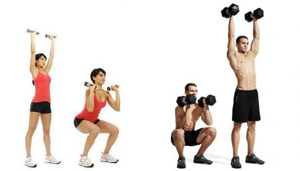 Sentadilla y press de hombros