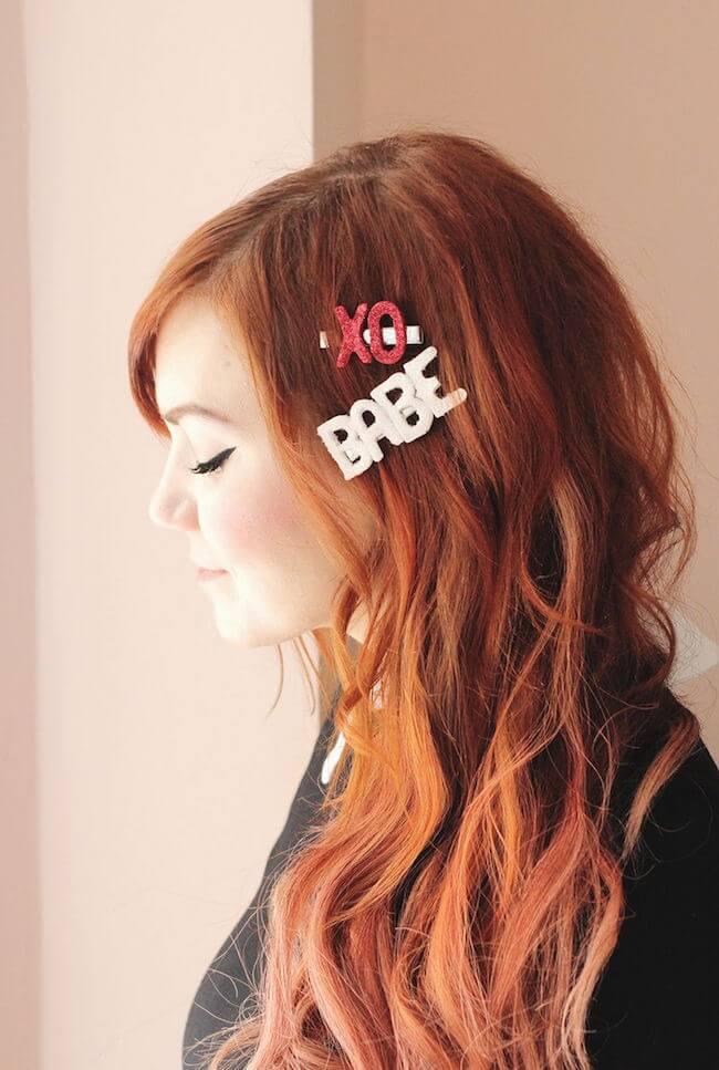 Manualidades de purpurina: pinzas para el pelo