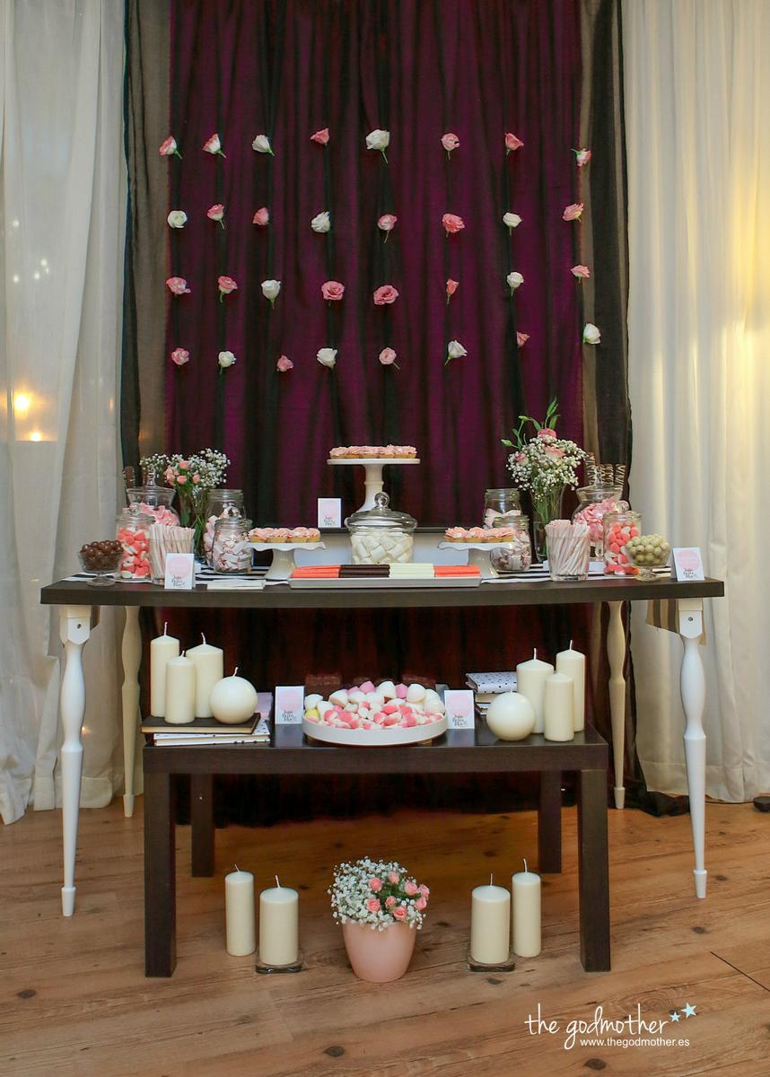 decoración boda blanco, rosa y negro 5
