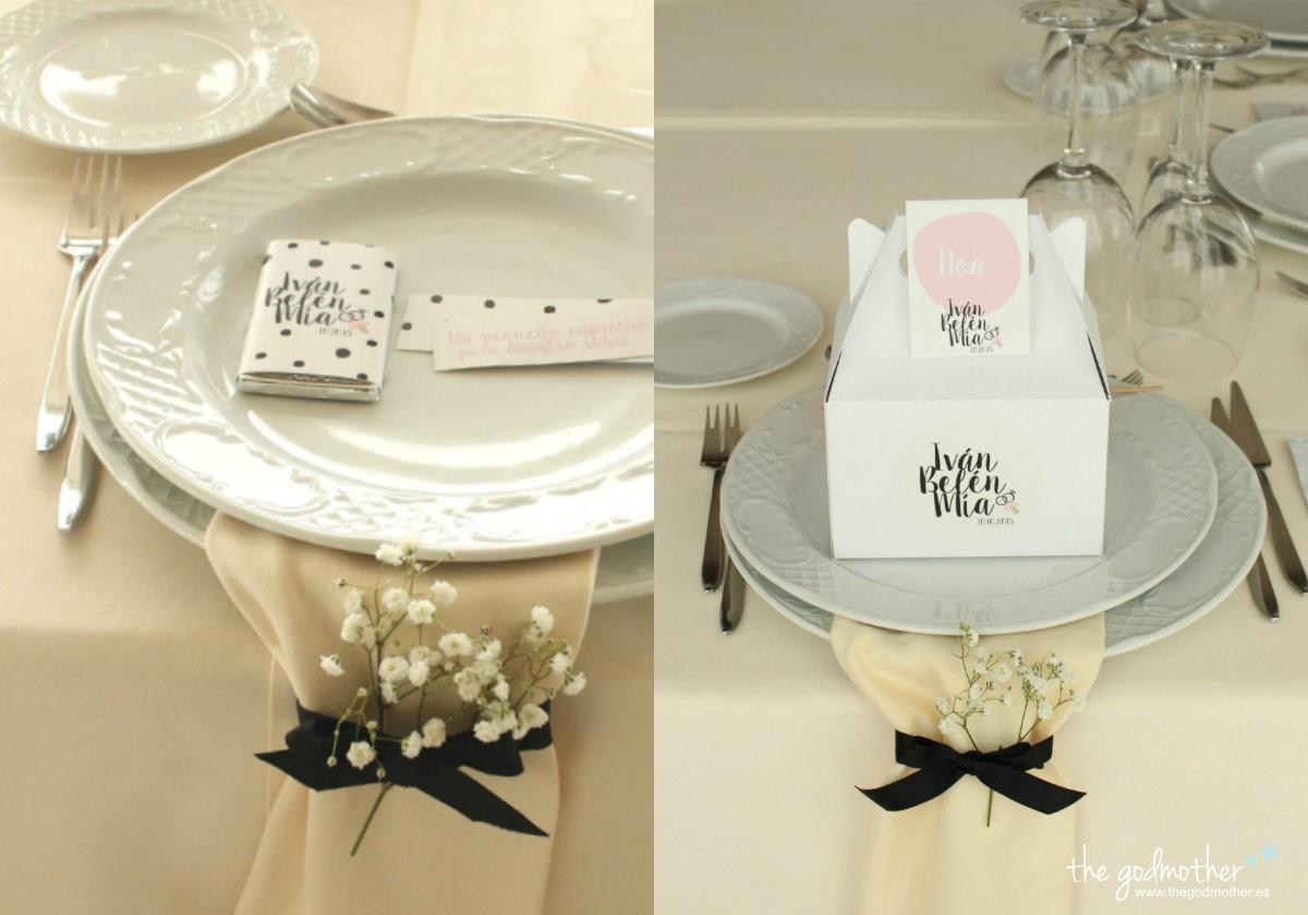 decoración boda blanco, rosa y negro 3