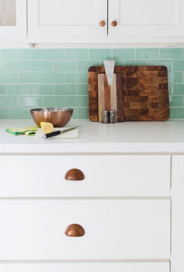 mosaico turquesa en la cocina