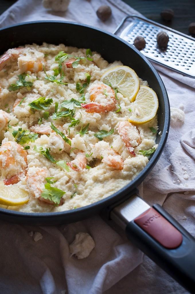 Falso Risotto de Coliflor con gambas
