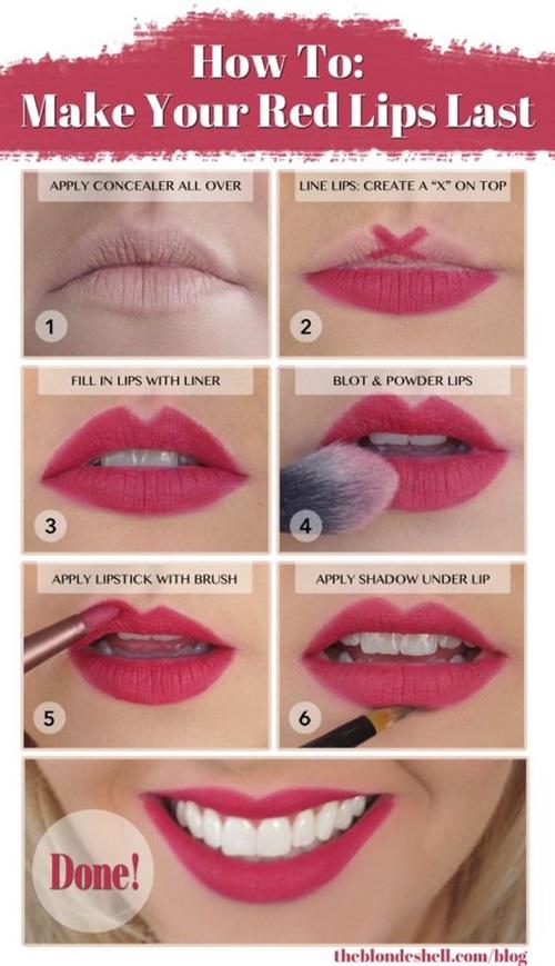 labios perfectos con pintalabios rojos