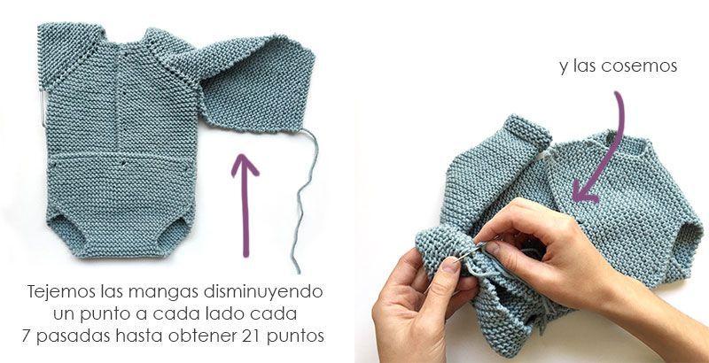 Pelele de punto de bebé a dos agujas