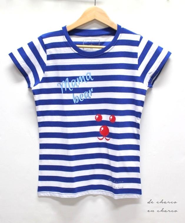 camiseta mujer rayas mama bear sin modelo www.decharcoencharco.com