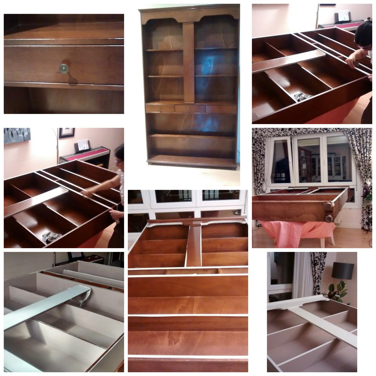 Antes y durante - Estantería vintage pintada con Annie Sloan