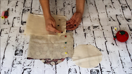 cestas de tela redondas - cerrando lateral forro cesta tela 3