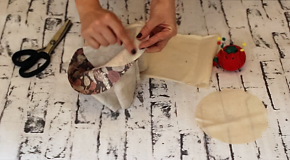 cestas de tela redondas - union base lateral cesta tela