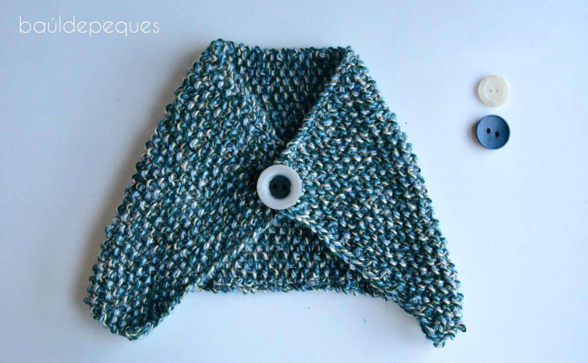 cuello infinito en punto de arroz con botón